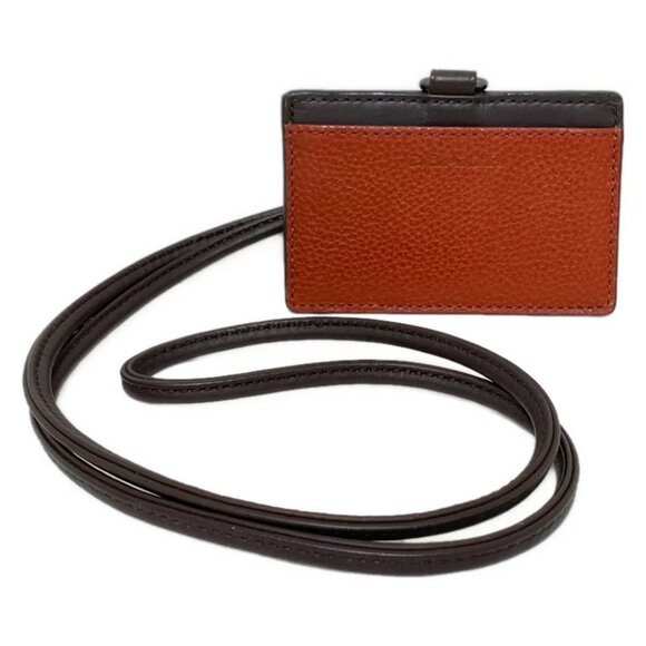 COACH Camden Leather E/W Lanyard F62763 Clear Dark Brown Brown Leather - - Picture 1 of 6